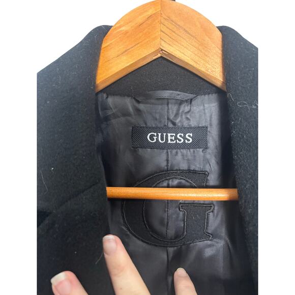 GUESS Vintage Y2K Black Wool Blend Long Coat M
Trench Pea Coat Pockets - Picture 3 of 6